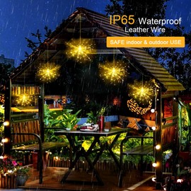 Solar Fairy Lights - 8Pack Hanging Starburst Sphere Lights, 800 LEDs, 8 Modes, Waterproof Copper Wire, Remote Control for Home Party Xmas Decorations