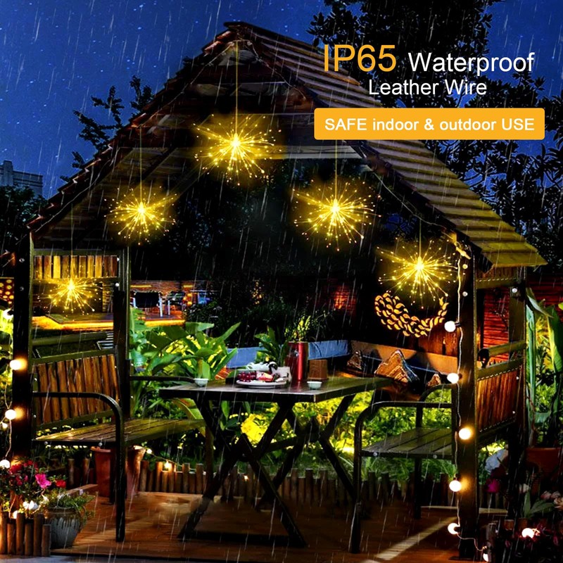 Solar Fairy Lights - 8Pack Hanging Starburst Sphere Lights, 800
