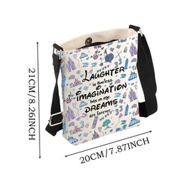 JYTAPP Vacation Trip Gift Magic Kingdom Travel Crossbody Bag Laughter is Timeless Imagination Has No Age Dream are Forever (Beige)