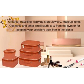 atorakushon® Fabric Makeup Storage Box Travelling Vanity Cosmetic Toiletry Bag Necklace Wardrobe Organizer Jewellery Pouch for Women (Peach)