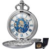 Kchss Mechanical Roman Numerals Dial Skeleton Pocket Watches with Luxury