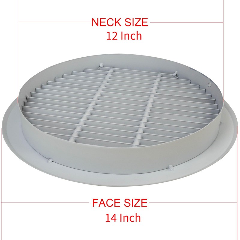 Aluminum Round Air Vent Grille 12" Duct Opening Louver Register