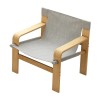 Detachable Washable Modern Oak Lounge Armchair with Wide Armrests Linen