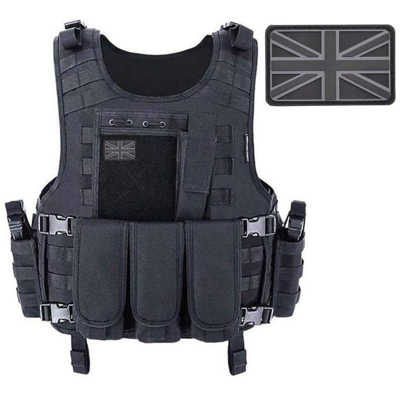 Black and Grey Union Jack Flag Patch 3D PVC Rubber
