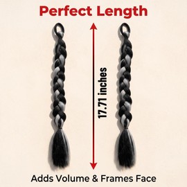 2 Pcs Brown Black Gray Braided Ponytail Extensions with Rubber Band 17.7 Inch Synthetic Twist Braid Hair Extensions Fake Braided Ponytail Hair Accessories for Women Girls Daily Party Halloween Cosplay
