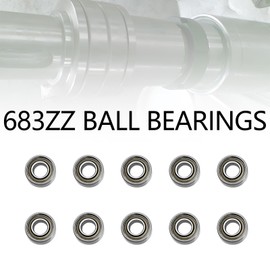 EMSea 20pcs 683ZZ Ball Bearings 3mmx7mmx3mm Double Shielded Deep Groove Bearings 683-2Z Deep Groove Ball Bearings Toy Miniature Bearings, Carbon Steel