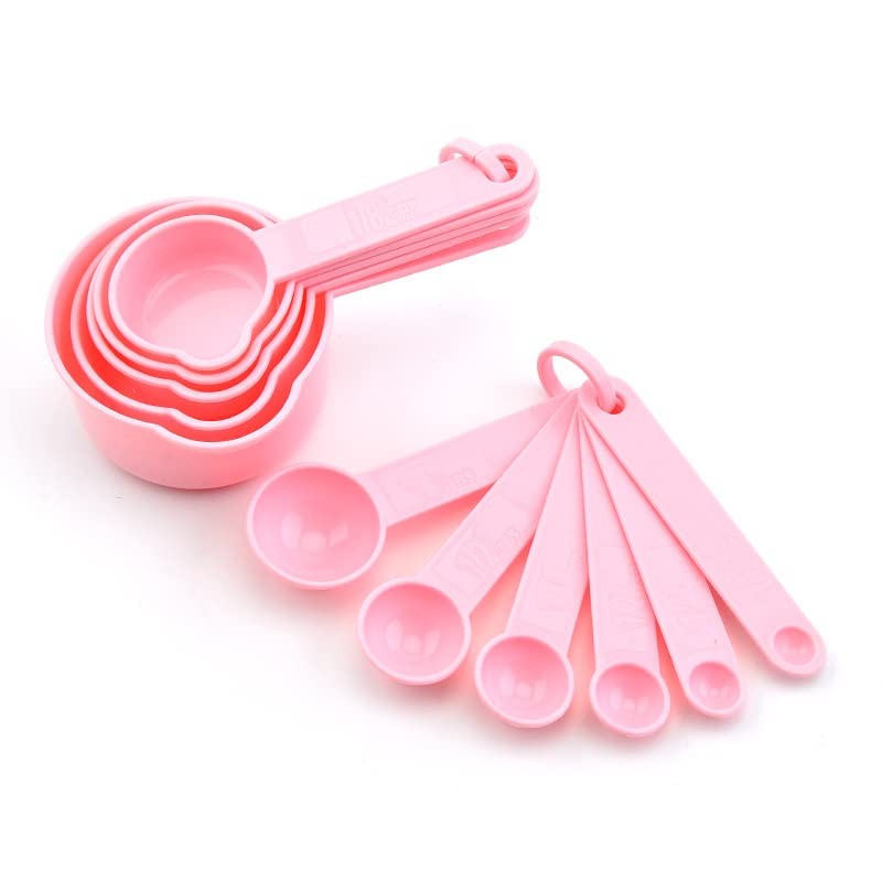 Hotsyang Pink Measuring Cups and Spoons Set, Plastic Measuring Cups