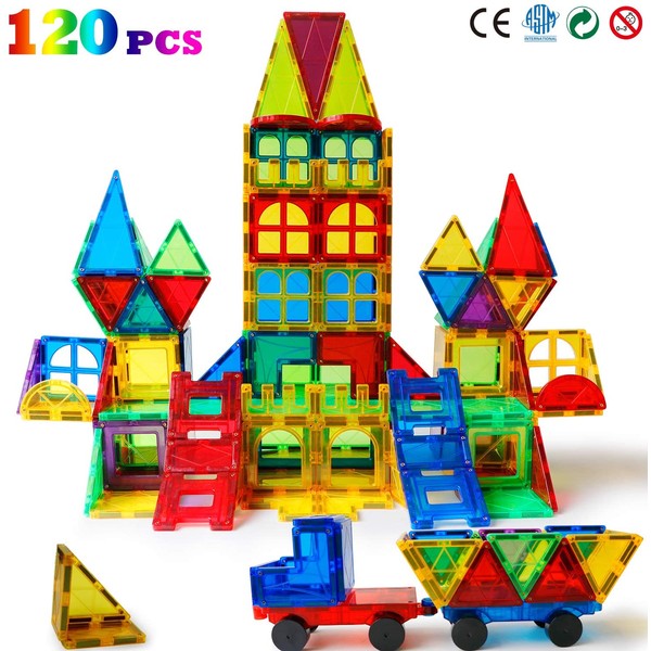 Magblock 120 PCS Magnetic Blocks, Magnetic Tiles Building Blocks for Kids Toys丨Magnet Toys Set 3D Building Blocks for Toddler Boys and Girls
