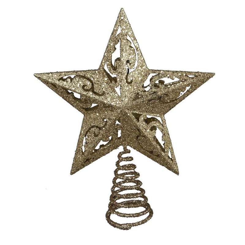 Kurt Adler 8-Inch Gold Glittered 5 Point Star Treetop