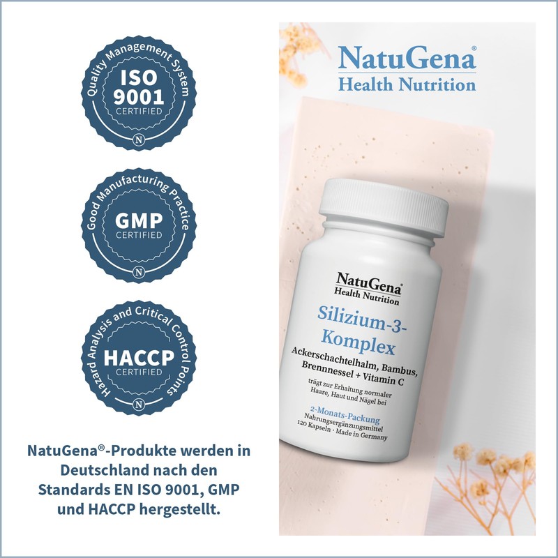 NatuGena Silicon 3 Complex Horsetail/Bamboo/Nettle + Vitamin C/120 Capsules HPMC