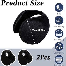 SKJAXF 2pcs Ear Muffs, Ear Muffs Women, Earmuffs, Ear Warmers For Women, Ear Warmers, Classic Wool Winter Warm Ear Muffs For Both Men And Women, Soft Plush, Cold Winter Earmuffs