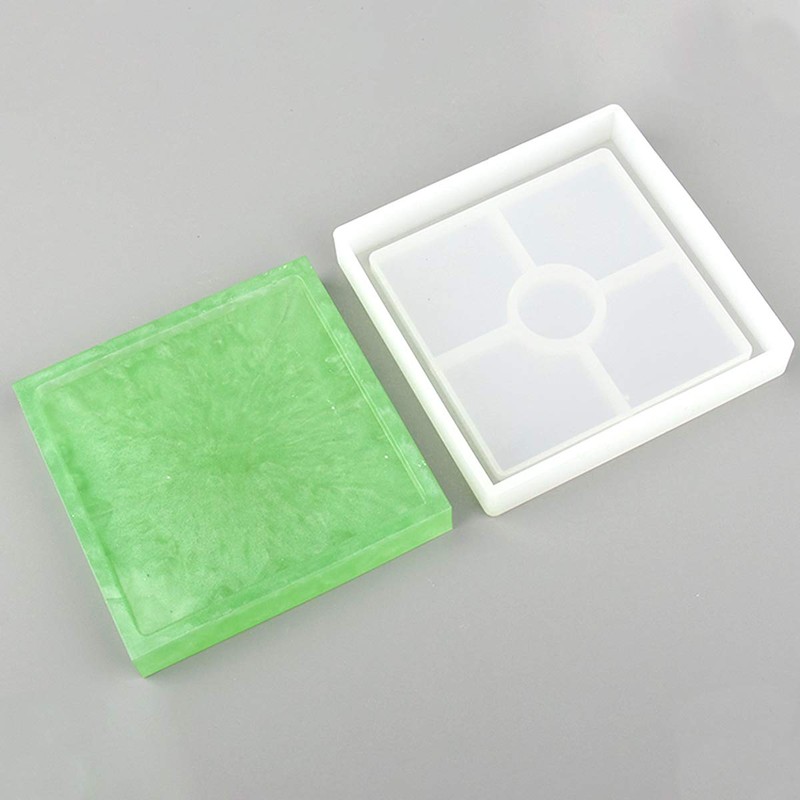 4 Pcs Silicone Coaster Molds, Square Epoxy Casting Molds for