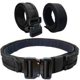 Bear Armz Tactical Battle Belt V2 | Molle Riggers Belt | Duty Belt | Inner Belt | Military, Range and Training Applications, Tactical Black, Large [37’’ - 43’’ Waist]