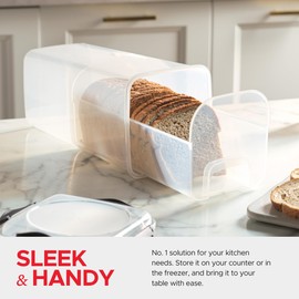 Tafura Bread Storage Container (2 Pack) with INGENIOUSLY Tray, Plastic Bread Box, Bread Container with Airtight Lid, Loaf Bread Keeper, Bread Holder for Homemade Bread, BPA Free