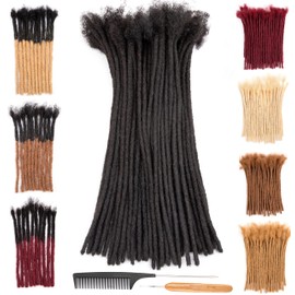 DAIXI 0.2cm & 0.4cm & 0.6cm & 0.8cm Thickness 12 Inch 10 Strands 100% Real Human Hair Dreadlock Extensions for Man/Women Permanent Loc Extensions Bundles Can Be Dyed Bleached Curled and Twisted