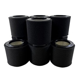 Air Compressor Air Intake Replacement Air Filter, 4-3/8 OD X 3" ID X 4-3/4" H, Paper and Polyester, Replaces many Manufacturers (Paper Element + Pre Foam, 10)