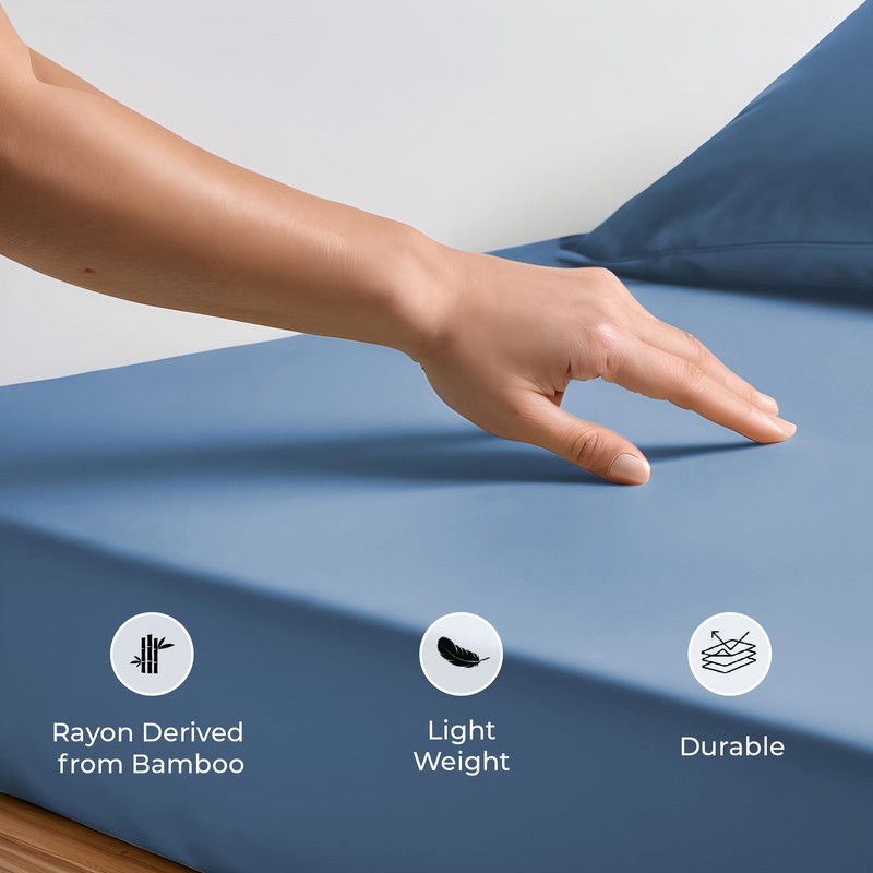 Linenwalas 100% Natural Bamboo Only Fitted Sheet With Secure Elastic
