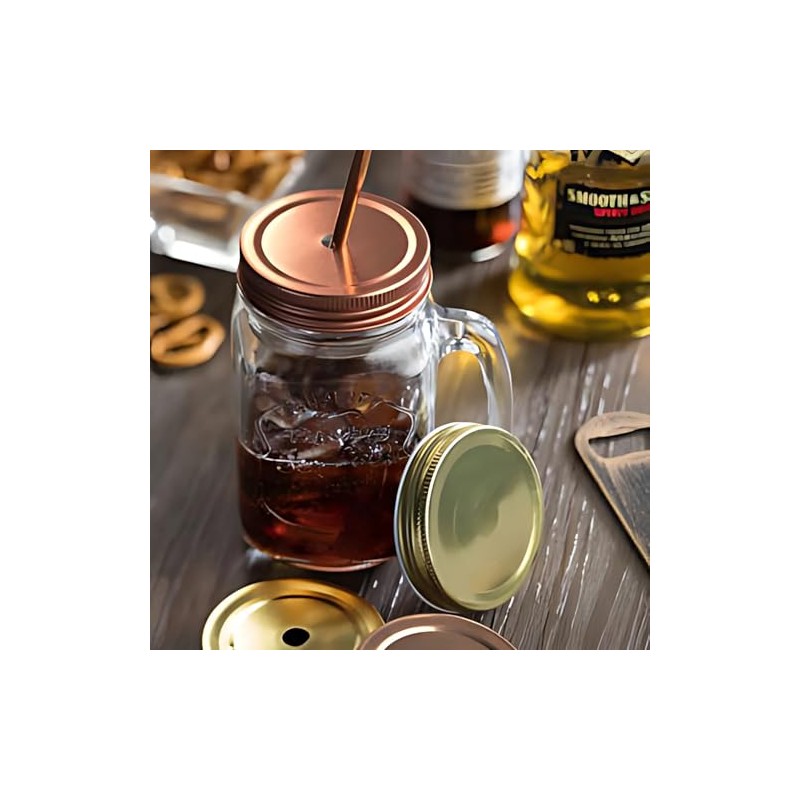 Utopia Drinking Jar Lid With Straw Hole Copper, Pack of