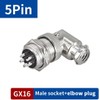 RUNCCI-YUN GX16 5 Pin Aviation Plug, 90 Degree Right Angle