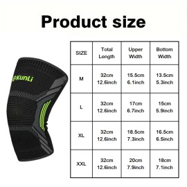 Kunli Knee Brace Support Sleeves Anti Slip Compression Sports Kneecap for Running Volleyball Basketball1 PairColor: Black, Size: L