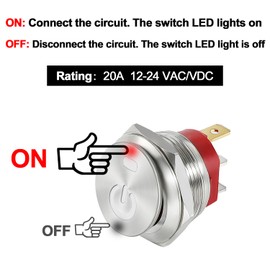 Fyimxsc 3 Pack ON OFF Round Rocker Switches with Wire Socket 3 Pin 12V AC/DC 20A White LED 22mm Mounting Hole Stainless Steel Mini Circle Toggle Switch Power Symbol 24Volt SPST for Car RV Auto (White)