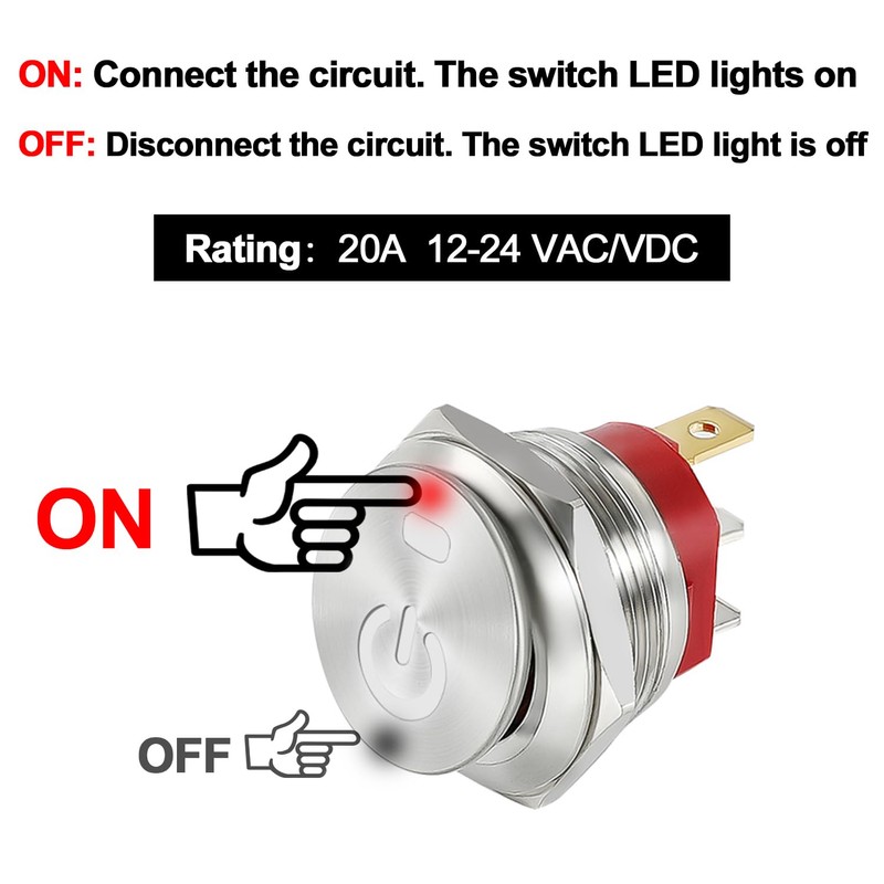 Fyimxsc 3 Pack ON OFF Round Rocker Switches with Wire