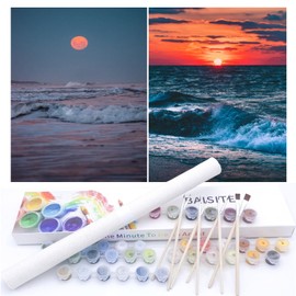 BAISITE Paint by Numbers Kit for Adults Beginners,12" Wx16 L 2 Pack Canvas for Painting Kits for Adults in Colorful Box-BAIPBN607-608