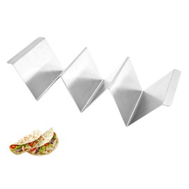 Pack of 4 Taco Holders Made of Stainless Steel, Taco Stand Stainless Steel, Double-Sided Hot Dog Holder, Taco Stand with Handles, Dishwasher Safe Tortilla Holder for Taco Shells and Also as a Hotdog