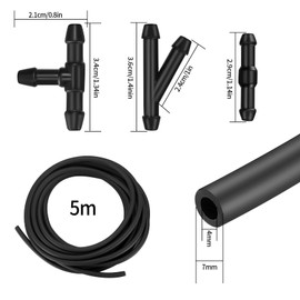 5m Scheibenwaschanlage Schlauch mit 3 Stücke Schlauchverbinder(3 Arten), Wischwasserschlauch Reparaturset, Automotive Schlauch, Spritzwasserschlauch