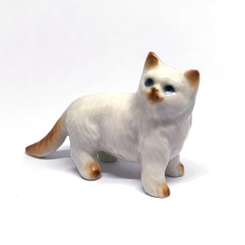 ZOOCRAFT Ceramic Cat Figurine - White Persian Cat Collectible for Home Decor - Cat Gift Idea, Cat Mom Gifts, Cat Lover Gifts - Ceramic Cat Statue, 1.5" Tall