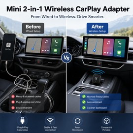 Mini Wireless CarPlay Adapter for Factory Wired Systems – 2-in-1 Android Auto Dongle for Cable-Free Driving