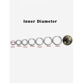 TDEBA 10G Silver Hoop Earrings, 2Pcs 14mm Stainless Steel Earrings for Women & Men, Surgical Steel Huggie Earrings, PVD Coated, Hinged Hoop, Lead & Nickel Free, Great Gifts