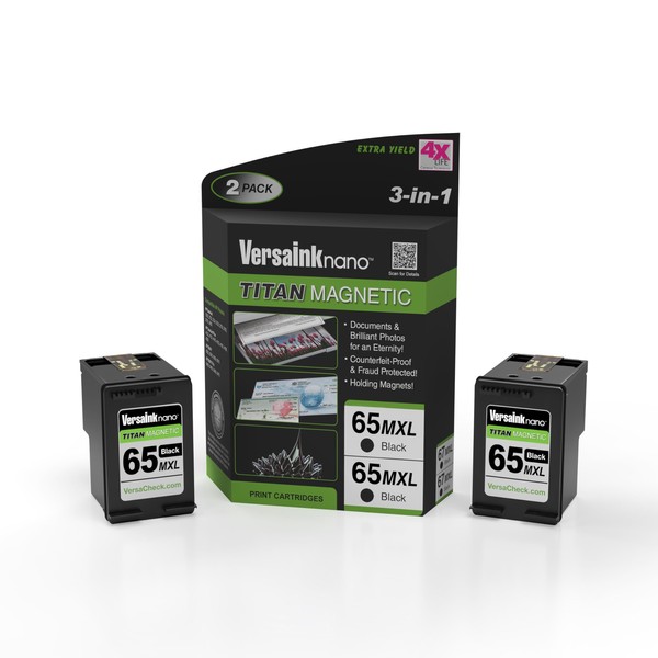VersaInk-Nano 65 MXL Titan-Magnetic (MICR 3-in-1) Black Ink Cartridge 2-Pack