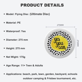Uanvaha Yes You Can Outdoor Flying Disc Black Polka Dots Ultimate Disc 175g for Boys Girls Men Women Birthday Christmas