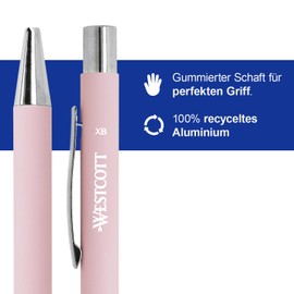 Westcott Premium Ballpoint Pen, Set of 5, Pink Ballpoint Pens Made of Aluminium, Document Safe with Blue Ink, Line Width XB 1.4 mm, E-745013 00