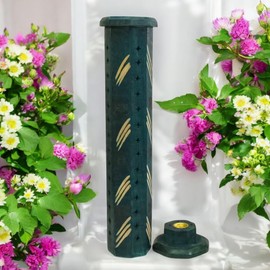 Dark Green Incense Holder - Ceramic Design for Sticks and Cones - Elegant & Durable, Perfect for Home, Meditation, and Yoga Spaces