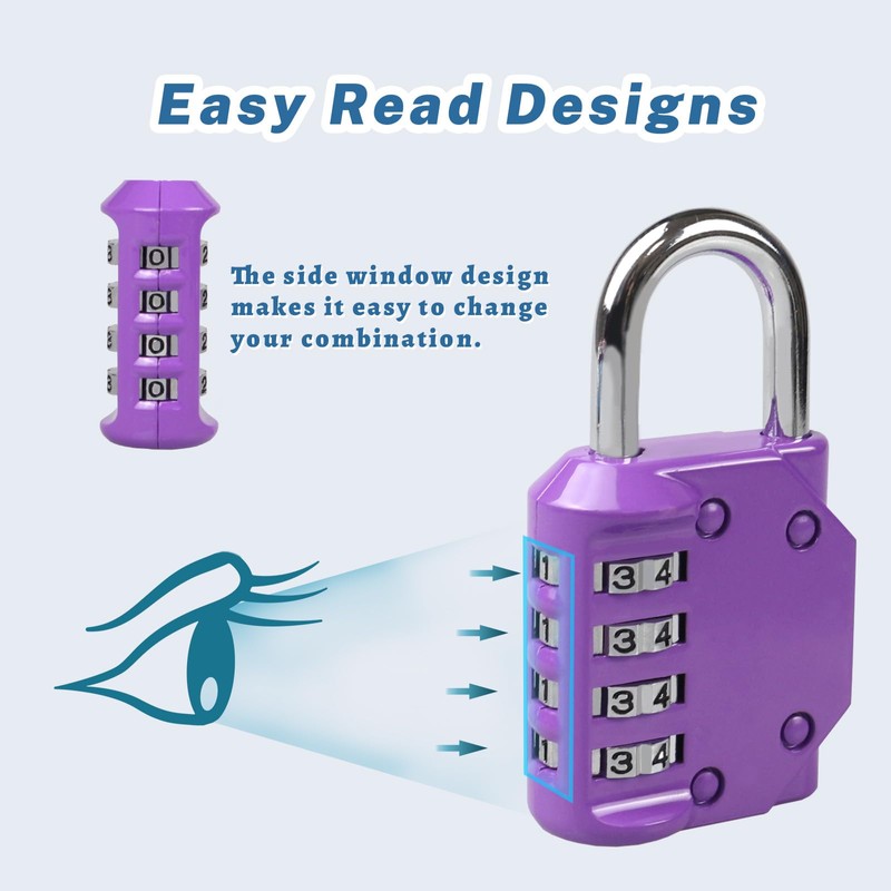RESET-060 2 Pack 4 Digit Combination Lock Outdoor Padlock for