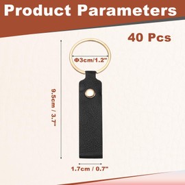 sourcing map 40 Pcs PU Leather Keychain Blanks Bulk Laser Engraving Keychain Leather Key Fob Kit with Key Rings for DIY Supplies Gifts (Black, 3.7" x 0.7")