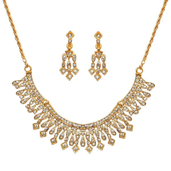 Touchstone Appealing Gold Plated Necklace Set for Women