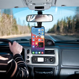 LAX Gadgets Phone Mount for Car, Car Phone Holder, Cell Phone Holder Car, Rear View Mirror Phone Holder, Phone Stand for Car, Mirror Phone Holder, Rearview Mirror Phone Holder with Adjustable Bracket