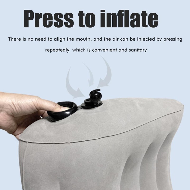 Inflatable Travel Pillow Portable PVC Flocking Head Neck Lumbar Support
