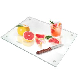 Seelenruhe Tempered Glass Cutting Board for Kitchen Counter, 16x20 inch Clear Cutting Board for Countertop, Non-Slip, Heat-Resistant, Easy to Clean, Kitchen Decoration