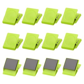 PATIKIL 31mm Square Magnetic Clips, 12Pcs Stainless Steel Refrigerator Magnet Hook Clips for Photo Displays, Whiteboards, Fridges, Classrooms, Office, Green