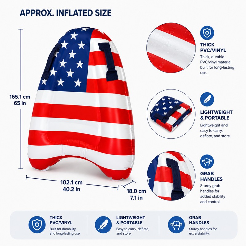 Inflatable Pool Float Raft for Summer Swimming – Patriotic Flag