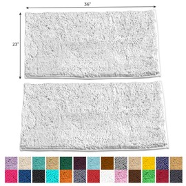 LuxUrux Bathroom Rug Mat Set–Extra-Soft Plush Bath mat Shower Bathroom Rugs 16 x 24 inch Set,1'' Chenille Microfiber Material, Super Absorbent. (23 X 36'', White)
