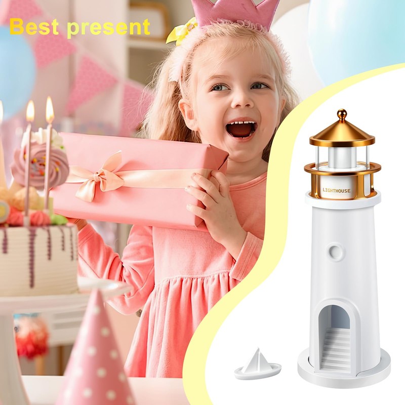 Light House with LED Light Moon Projection Lighthouse Decoration, Lighthouse