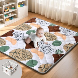 QUAFRET Baby Play Mat, 71x59 Playpen Mat, Thicken Cushioning Padding Foam Playmate for Baby and Toddlers Infants, Non-Slip & Machine Washable Tummy Time Mat
