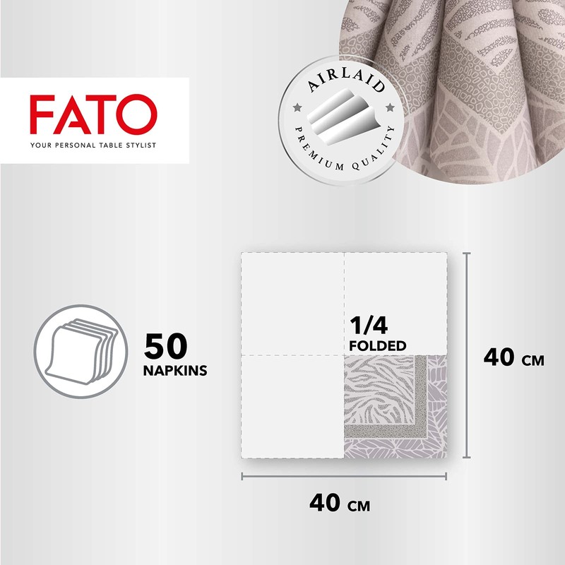 Fato - Trockene Papierservietten, Airlaid, Textileffekt, Packung mit 50 Servietten,