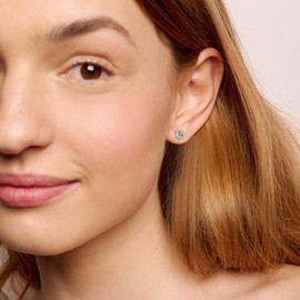 KRKC&CO Moissanite Studs Earrings, Lab Created Solitaire Diamond Earrings, 925 Silver 14K Gold Plated, 3.0CT D-Color VVS1, Sparkly Jewelry Gifts for Women, 4Prong