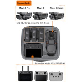 Honlyn MultifunctionalL Carrying Case Compatible with DJI Mavic 3/3 Pro/3 Classic,Compatible with DJI RC/RC Pro/RC-N1 Storage Bag Handheld Crossbody Set Remote Control Storage Bag Box (Combo bag)